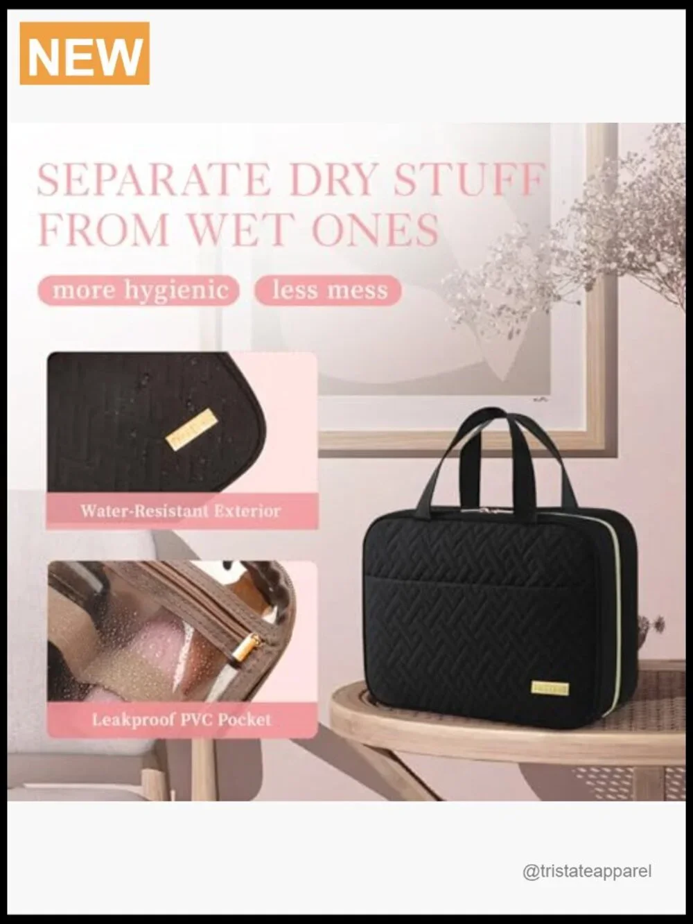 Hanging Toiletry Bag with Compartments - Waterproof Travel Makeup Organizer